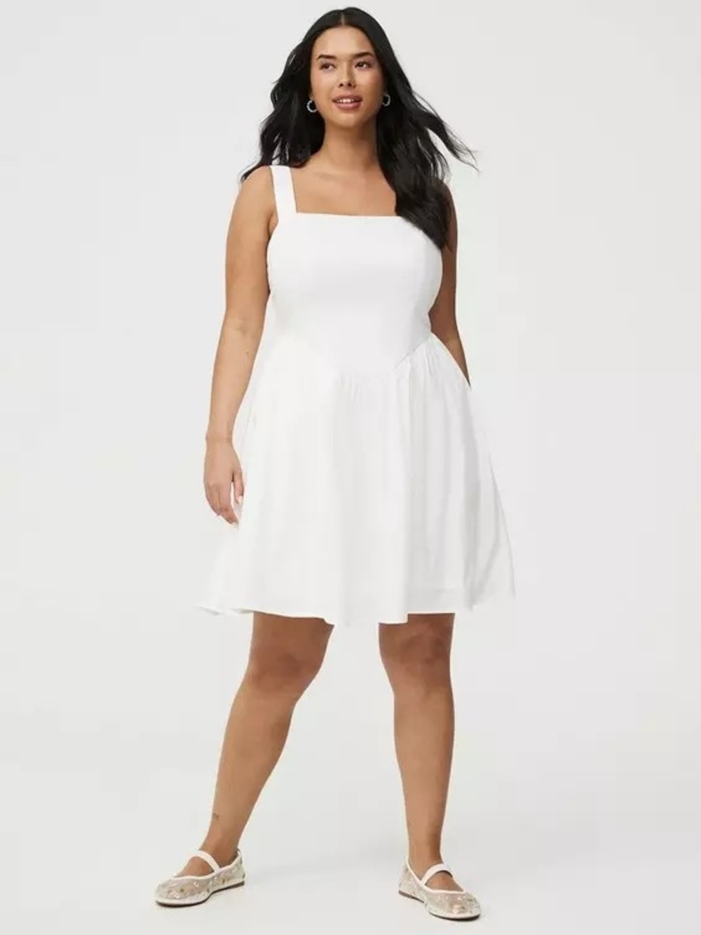 torrid White Square-Neck Mini Dress